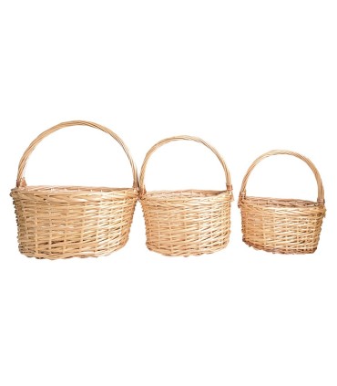 Canasta ovalada mimbre con astillas